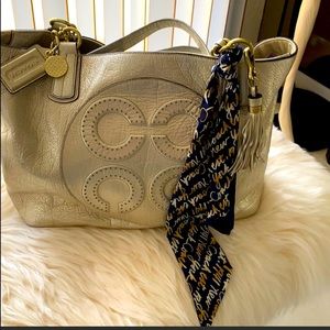 Coach Cream Metallic leather